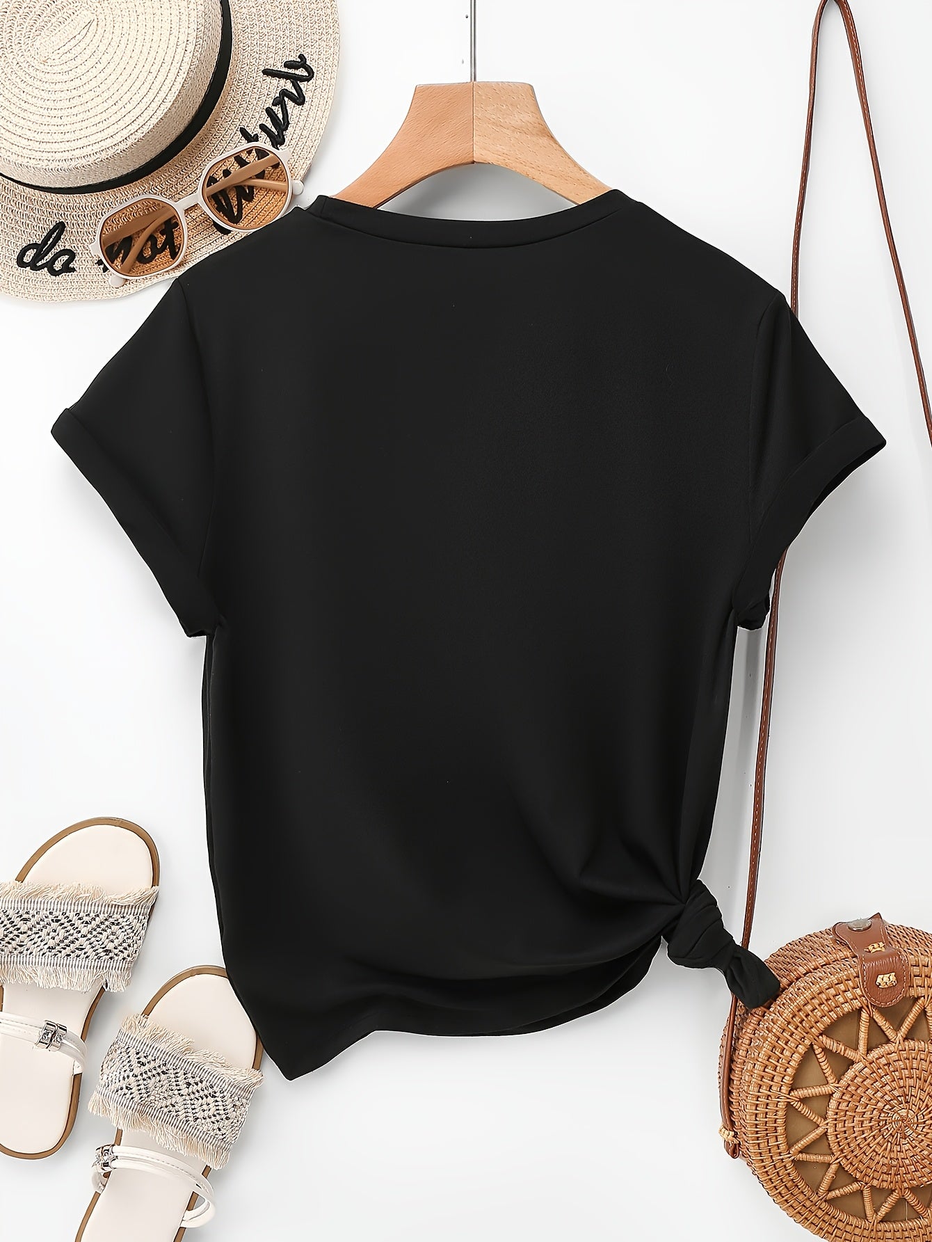 Damen-T-Shirt im lässigen Stil mit glitzernden Herzmotiven, kurze Ärmel, ideal für den Sommer  
