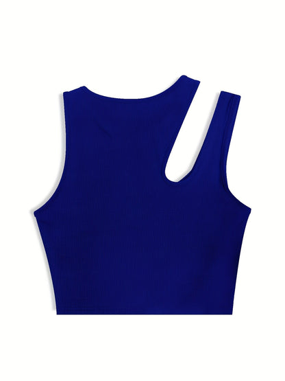 Camiseta sin mangas para mujer estilo asimétrico de moda para el verano - corte corto, look sexy y moderno