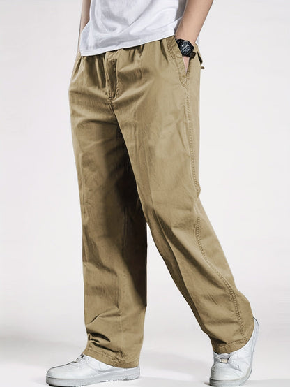 Pantalon décontracté à taille élastique homme, coupe ample, idéal pour loisirs et détente