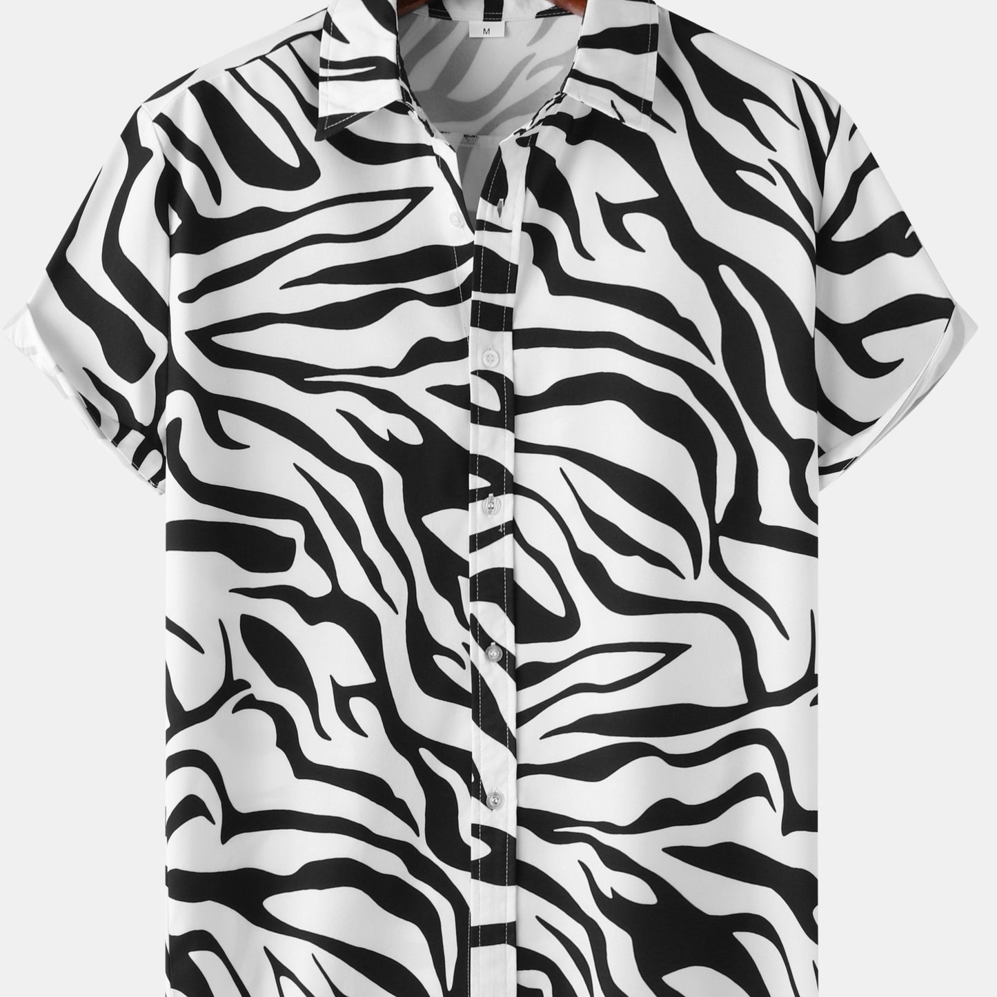 Camicia uomo a maniche corte stile resort con motivo zebrato di tendenza per l'estate