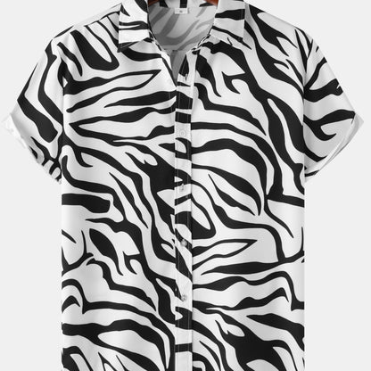 Camicia uomo a maniche corte stile resort con motivo zebrato di tendenza per l'estate