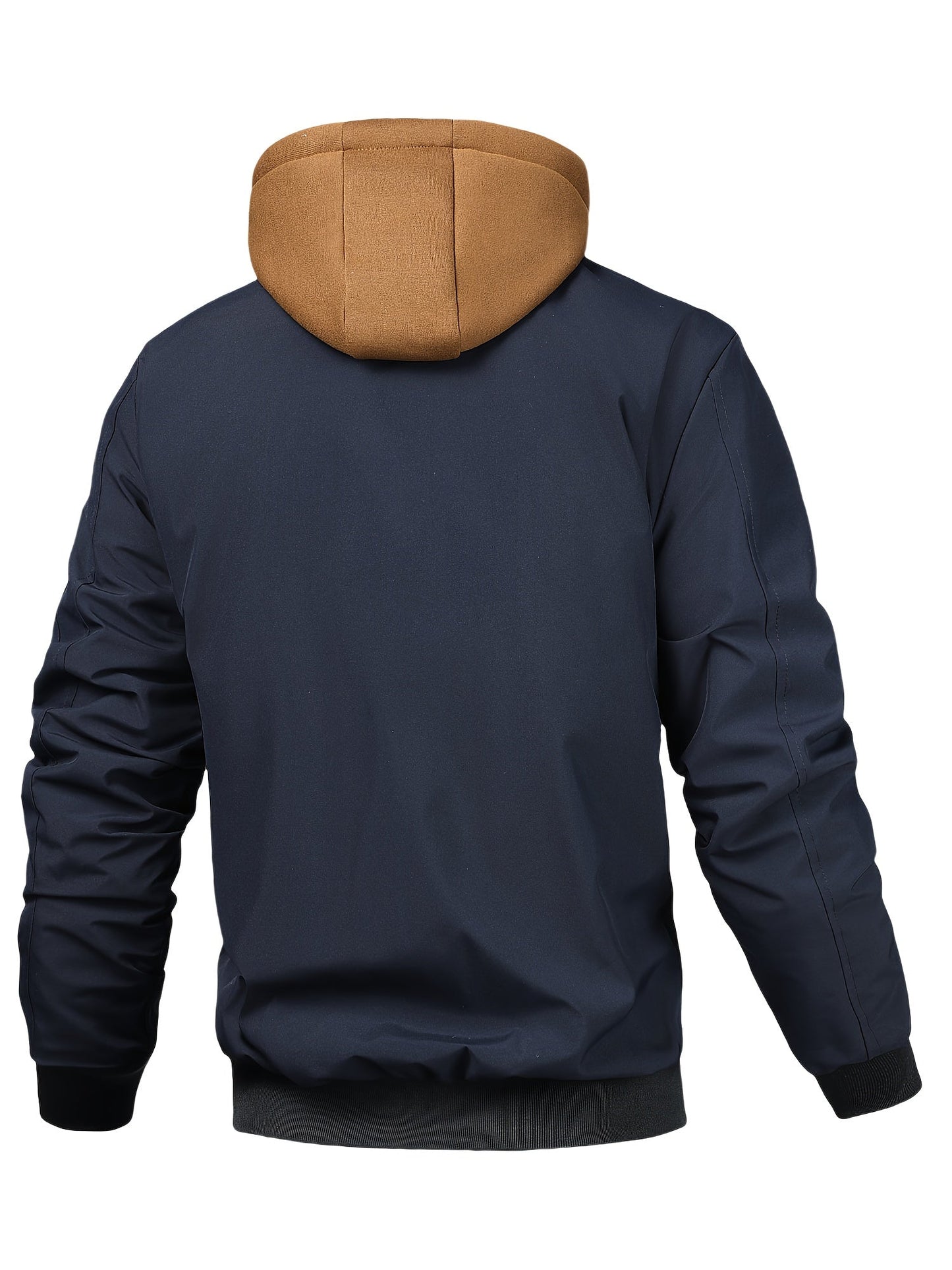 Veste homme style bombardier avec capuche et doublure matelassée amovible, beige