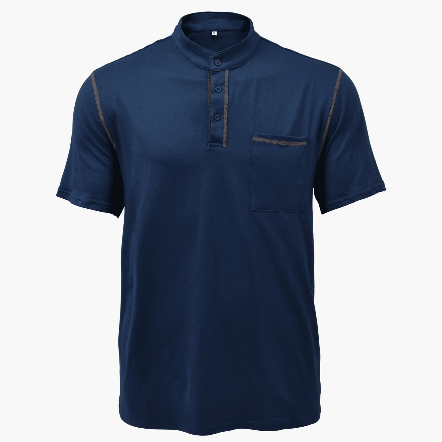 Męski t-shirt z kołnierzem Henley, swobodny styl, krótkie rękawy, modny miejski look