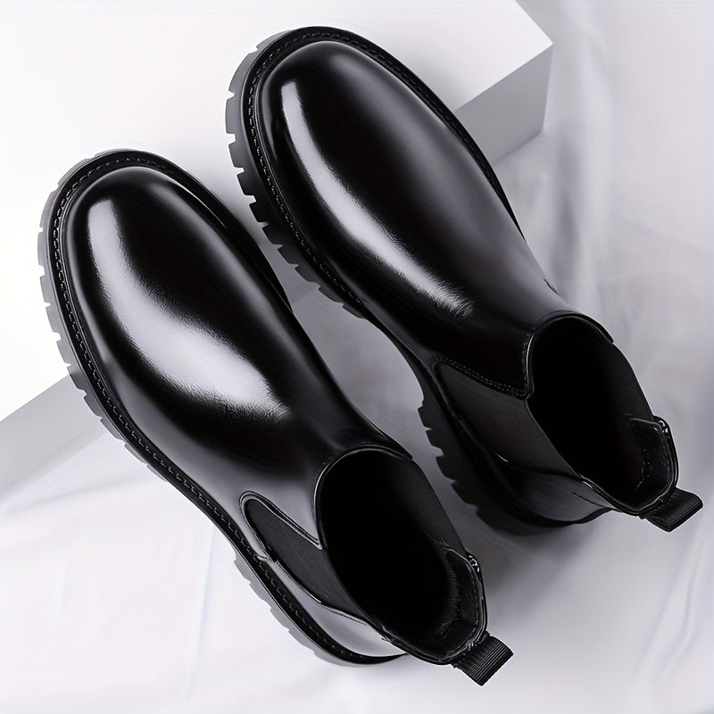 Bottes Chelsea noires à semelle crantée basses pour homme, style bottines classiques