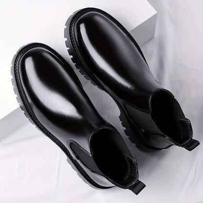 Bottes Chelsea noires à semelle crantée basses pour homme, style bottines classiques