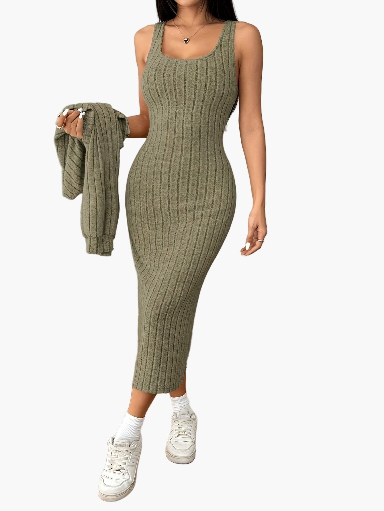 Completo Donna Elegante Due Pezzi Maglione con Bottoni e Gonna Lunga Stile Casual Primavera Autunno