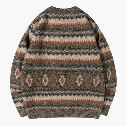 Pull décontracté homme à motif géométrique rétro – Style automne hiver tendance