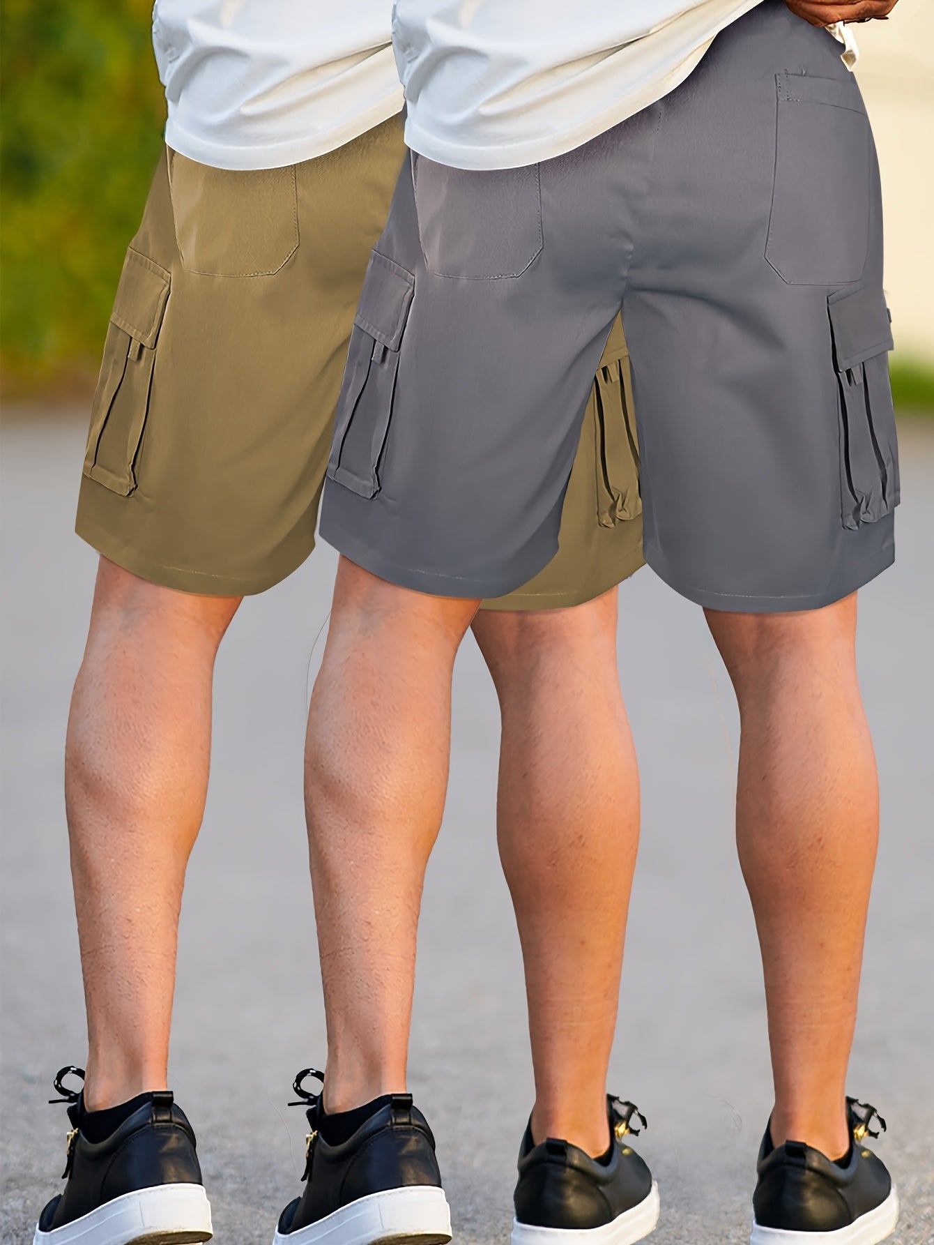 Shorts cargo casual da uomo 2 pezzi, stile urbano e versatile, ideali per il tempo libero e le attività all'aperto