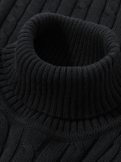 Pull à col roulé torsadé style décontracté pour homme - Manches longues, usage quotidien