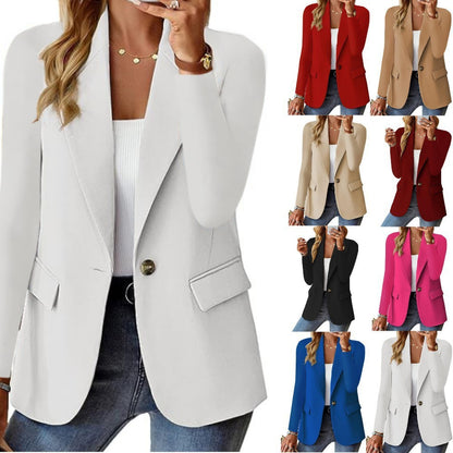 Denise – Giacca da completo in poliestere a maniche lunghe e colore uniforme per donna