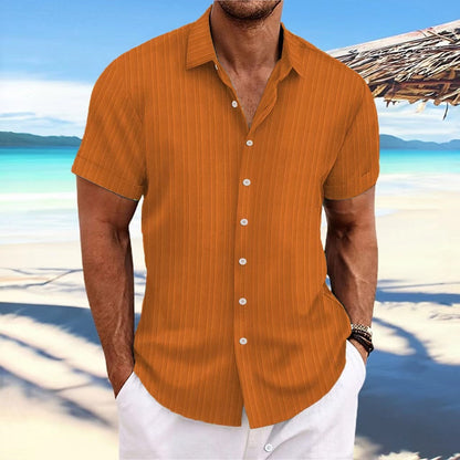 Chemise décontractée à rayures pour homme – Style estival chic, idéale pour la plage ou la ville