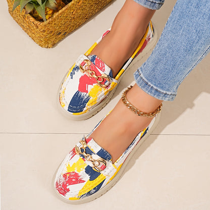 Mocassins Femme Style Décontracté Chic à Enfiler avec Chaîne Décorative – Mode Printemps