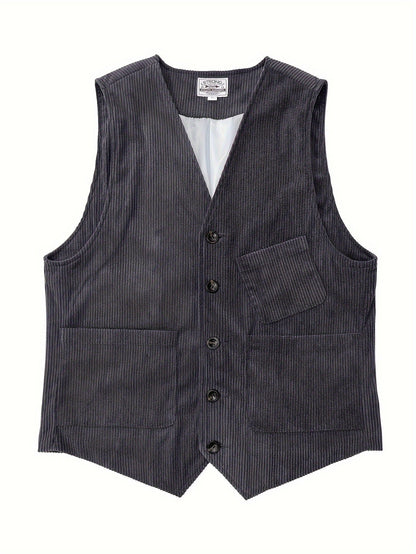 Gilet Homme Élégant Style Vintage Décontracté pour Travail et Loisirs