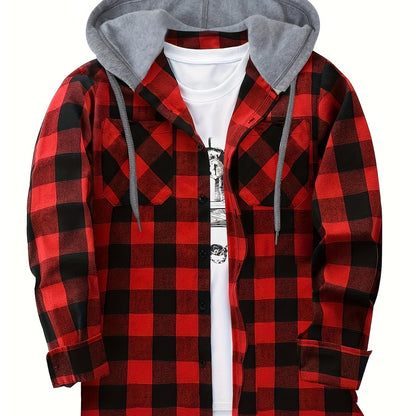 Chemise à carreaux homme à capuche amovible motif bûcheron