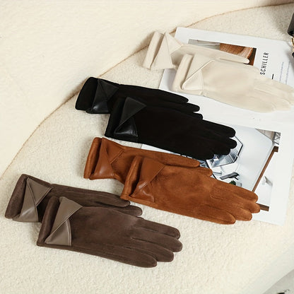 Gants Femme Hiver Chauds avec Manchette Décorative Multicolore