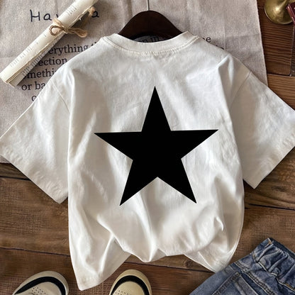T-shirt unisexe style sportif avec étoile imprimée – idéal pour le printemps et l'été