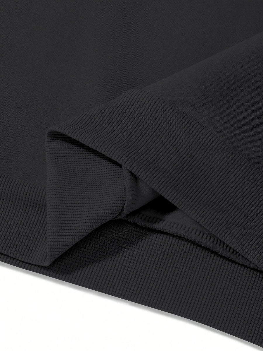 Ensemble Survêtement Homme Bicolore à Capuche et Bandes Horizontales Gris et Noir