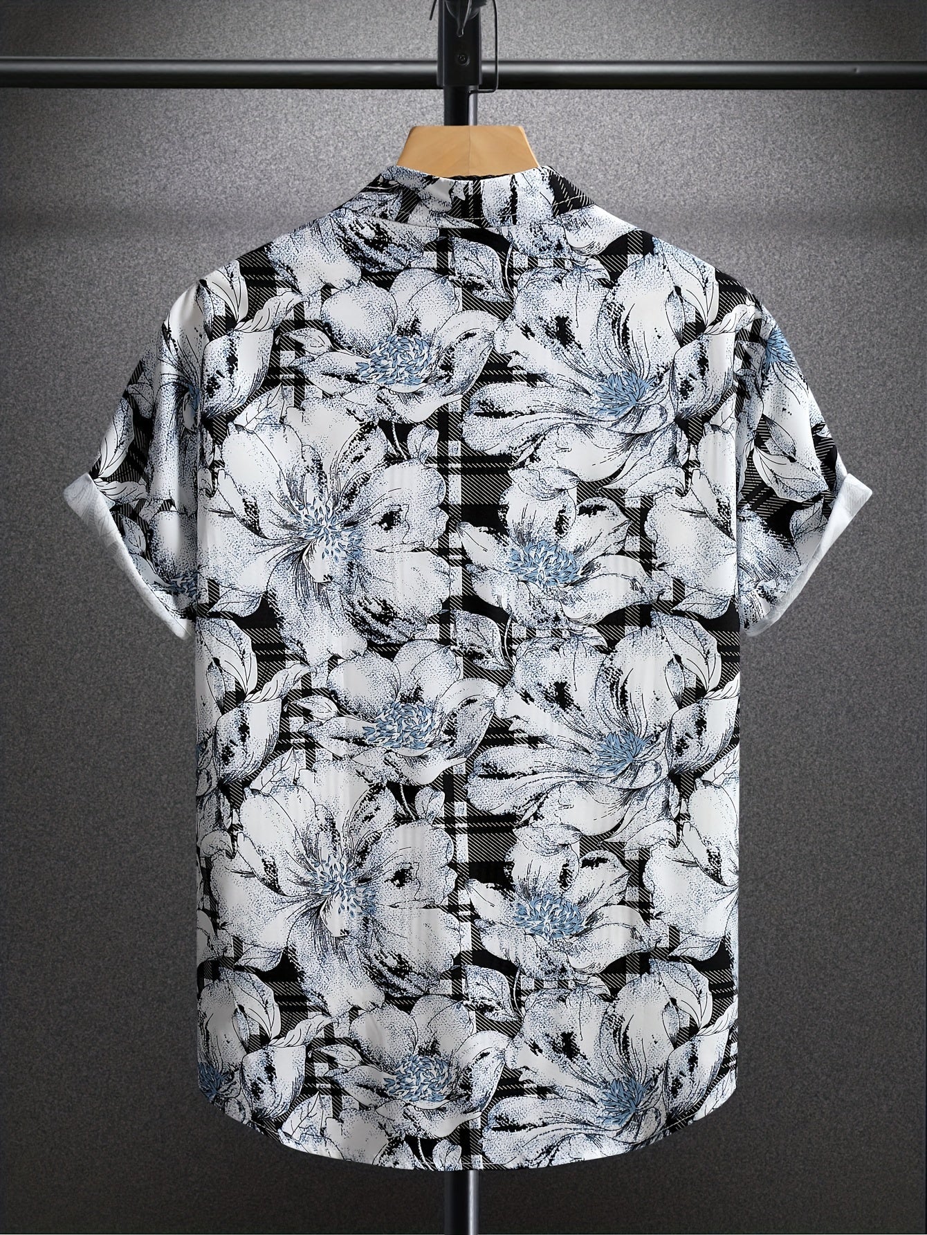 Chemise à manches courtes homme style resort imprimé floral graphique – idéale pour vacances et sorties décontractées