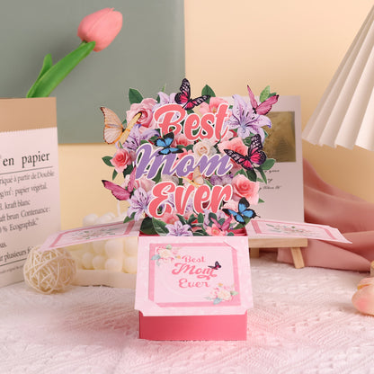 Carte Pop-Up Regalo Festa della Mamma Stile Bouquet 3D per Donna - Decorazione e Messaggio Migliore Mamma