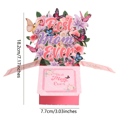 Carte Pop-Up Regalo Festa della Mamma Stile Bouquet 3D per Donna - Decorazione e Messaggio Migliore Mamma