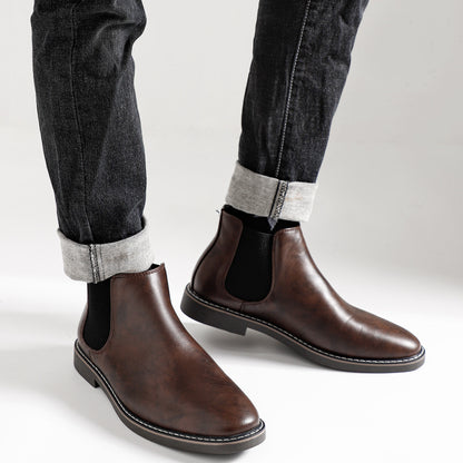 Bottes Chelsea Homme Marron Foncées Élastiquées Style Classique