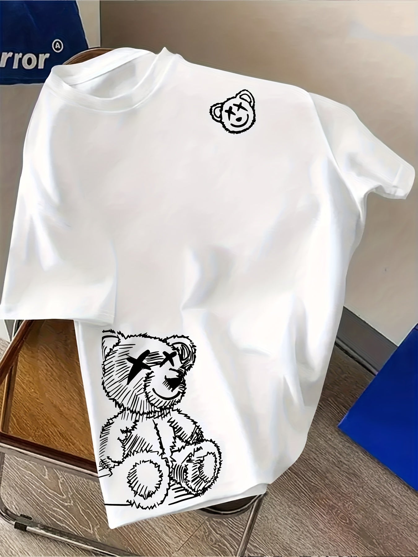 T-shirt homme streetwear motif ours graphique style artistique casual