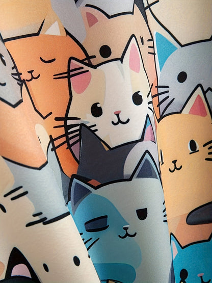 Chemise homme décontractée à manches courtes imprimé chats style ludique