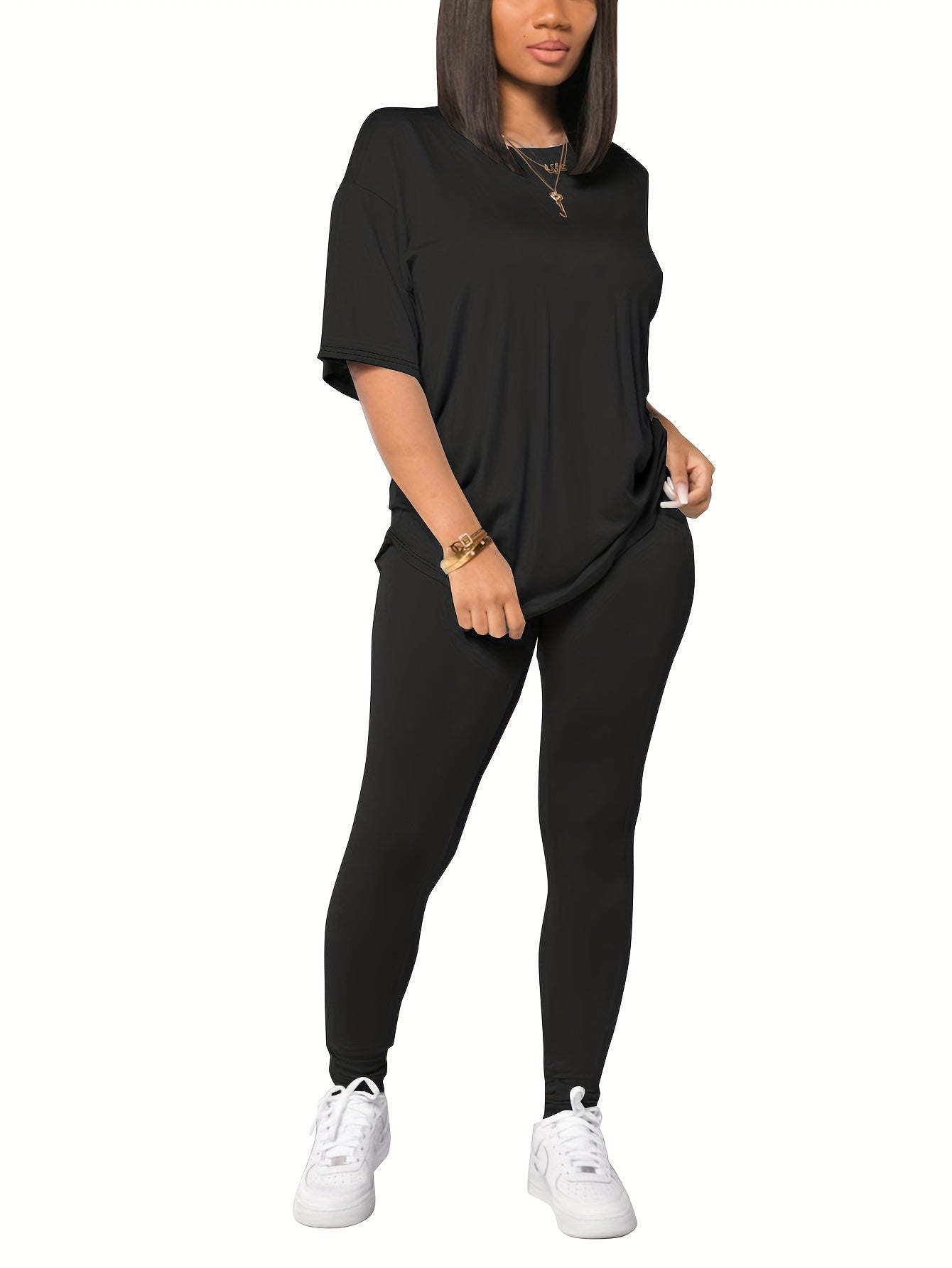 Ensemble Décontracté Femme Haut Ample et Legging Style Urbain pour Tous les Jours