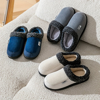 Chaussons rembourrés côtelés doublés doux pour intérieur Confortables