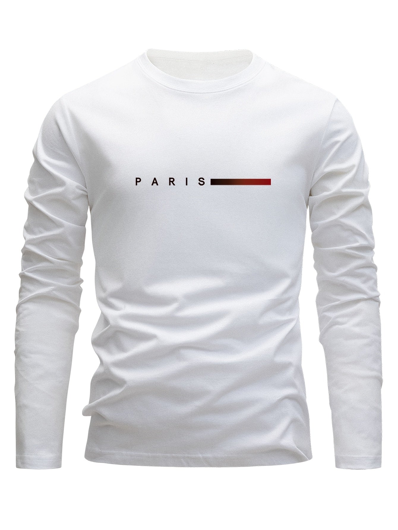 Lot de 3 T-shirts Homme Manches Longues Col Rond Motif Paris Dégradé