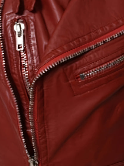 Gilet de style motard en similicuir sans manches avec fermeture éclair asymétrique