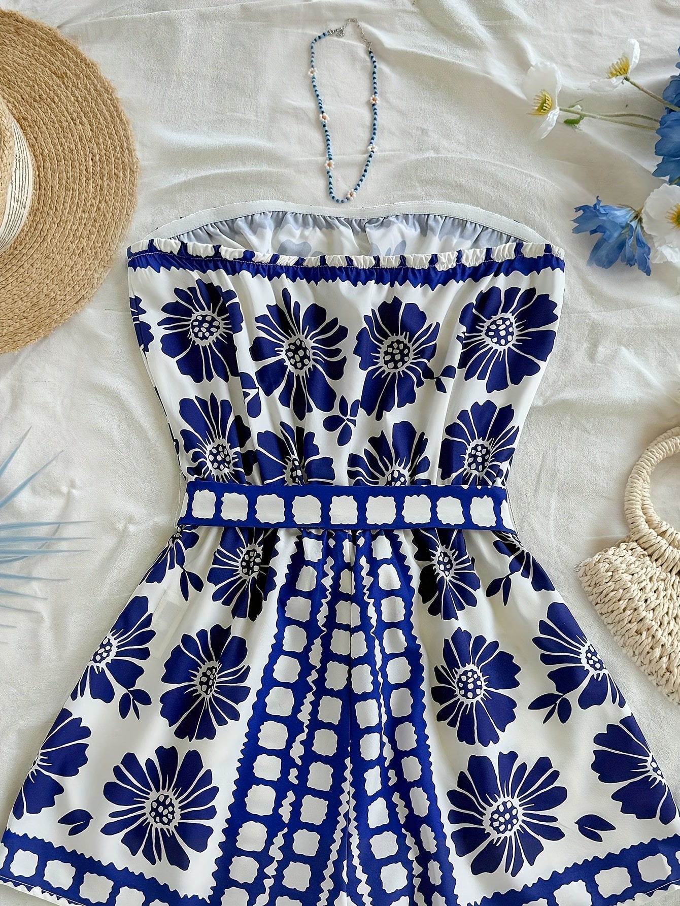 Combinaison Short Femme Style Bohème à Enfiler pour Été et Vacances