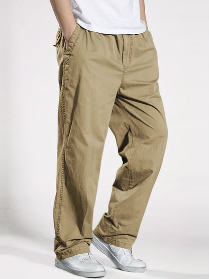 Pantalon décontracté à taille élastique homme, coupe ample, idéal pour loisirs et détente