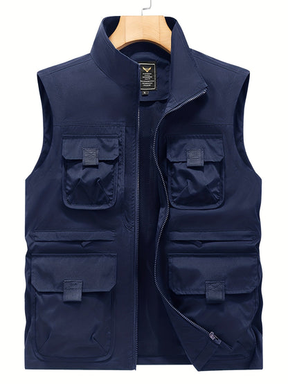 Gilet utilitaire sans manches pour homme style décontracté outdoor à poches multiples