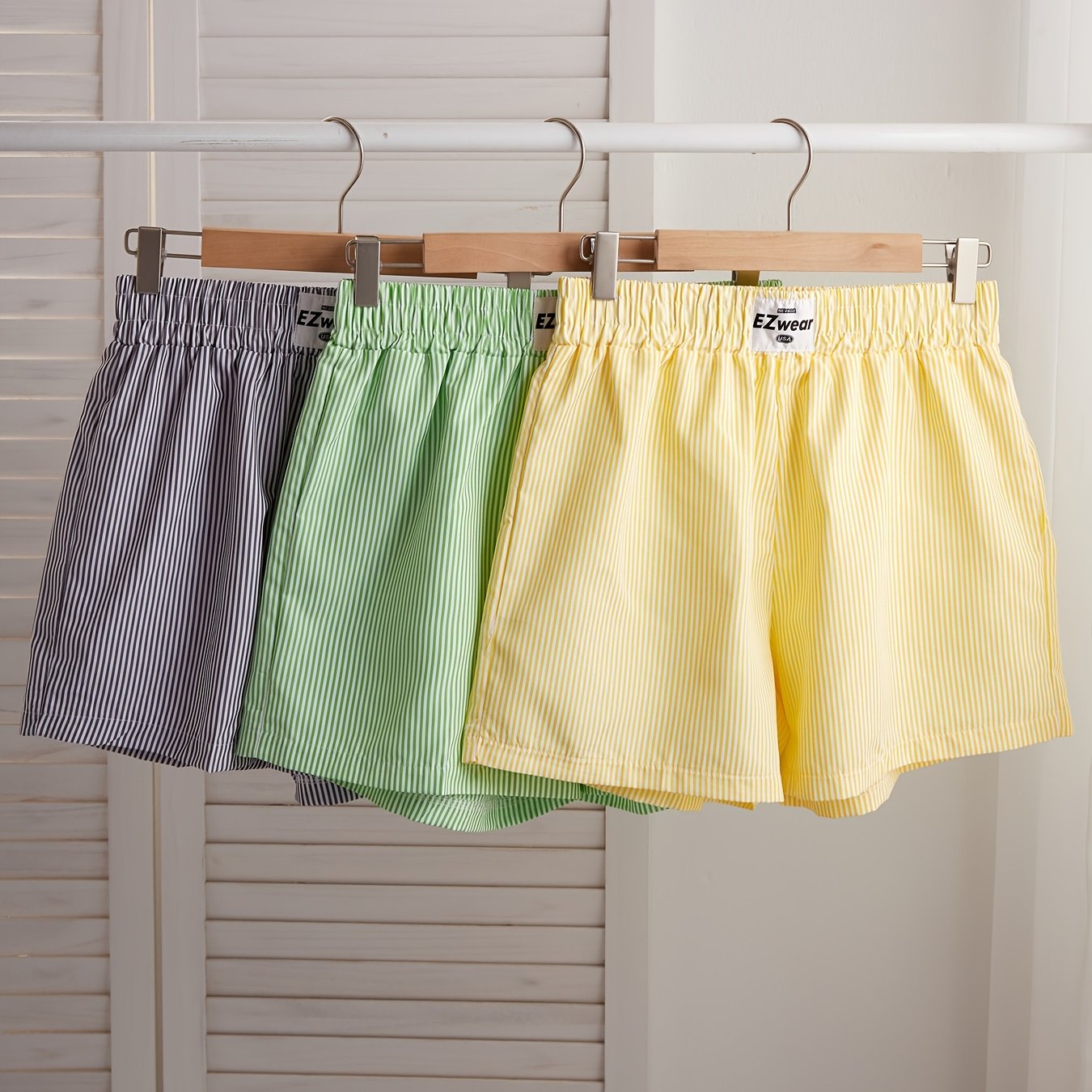 Shorts décontractés à rayures pour femme, lot de 3, style confortable pour la maison ou l'été