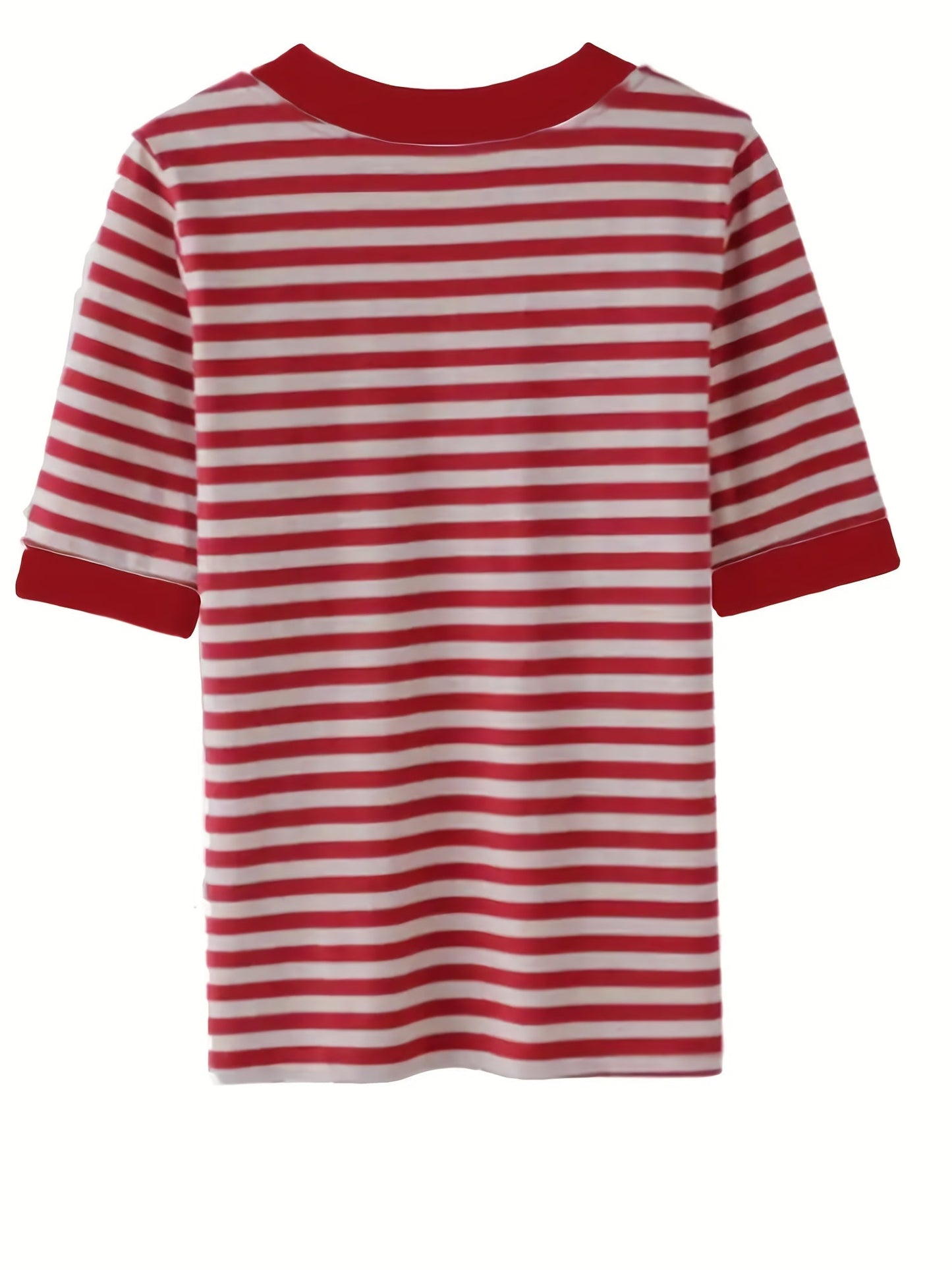Avslappnad randig V-ringad t-shirt för kvinnor i urban chic stil