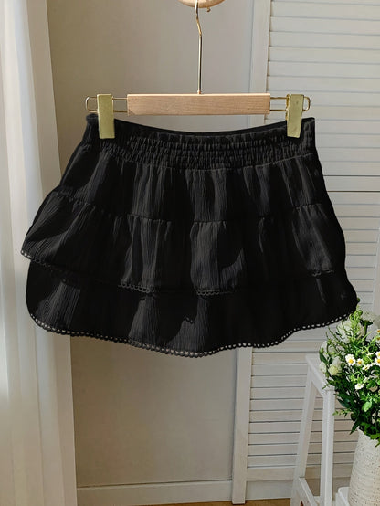 Bohemian-style ruffled mini skirt for women - Elegant and summery