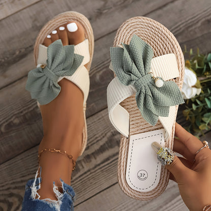 Sandali estivi con fiocco per donna, stile casual e chic