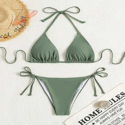 Leah – Solid Tie Bikini Swimsuit