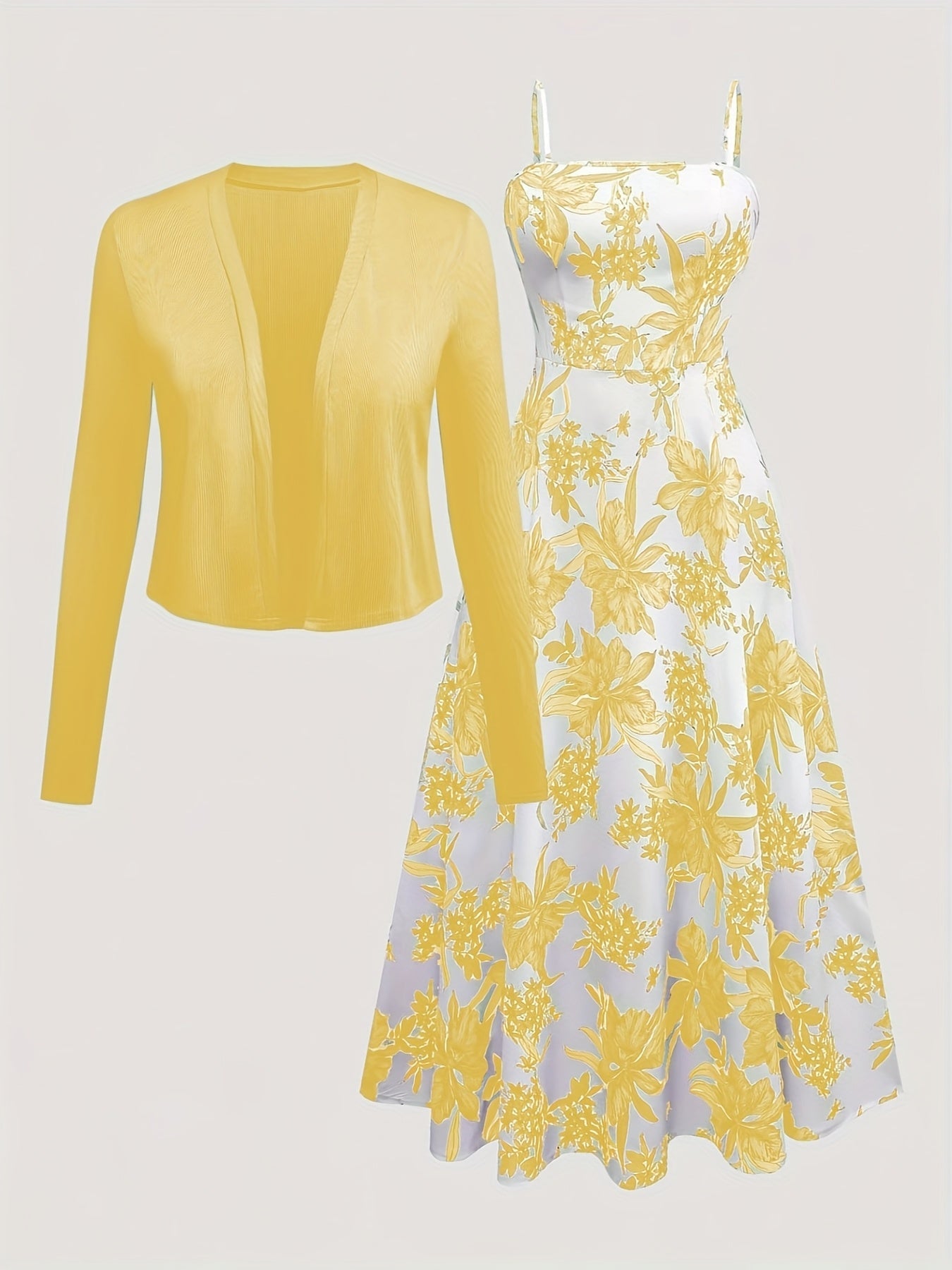 Robe Fleurie et Gilet Léger pour Femme Style Élégant et Décontracté
