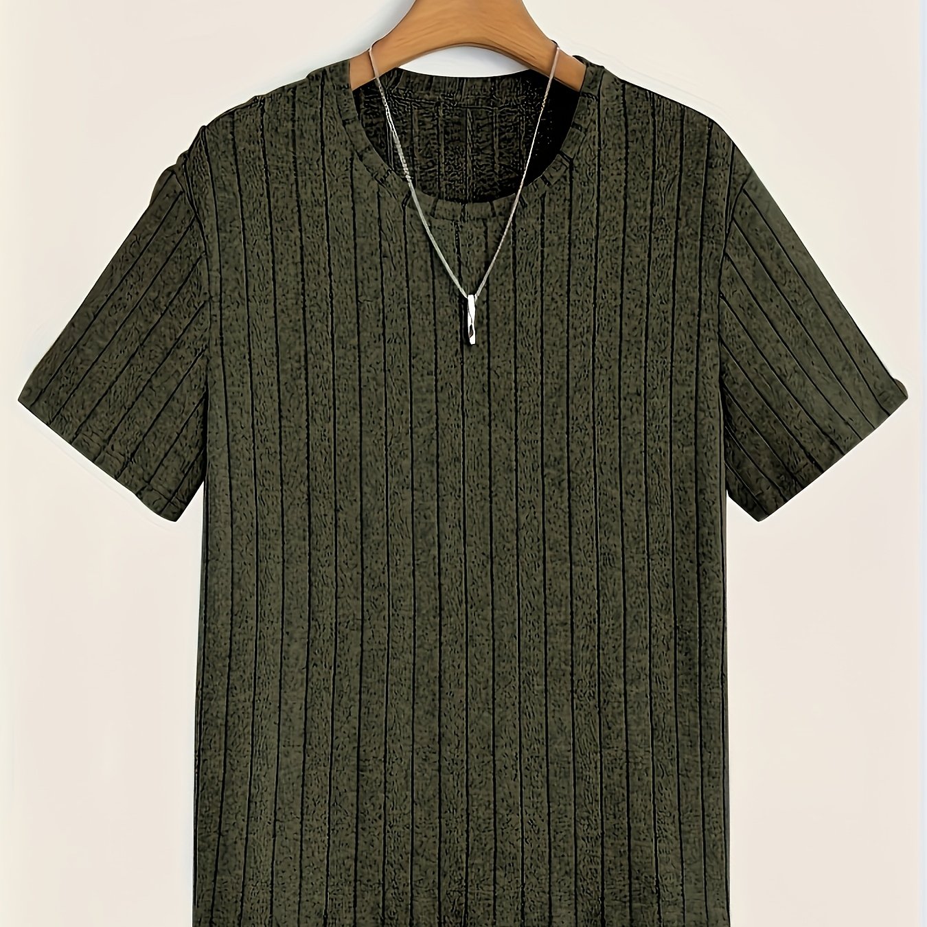 T-shirt à manches courtes pour homme style moderne à rayures texturées – Casual chic et polyvalent
