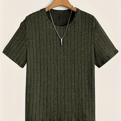 T-shirt à manches courtes pour homme style moderne à rayures texturées – Casual chic et polyvalent