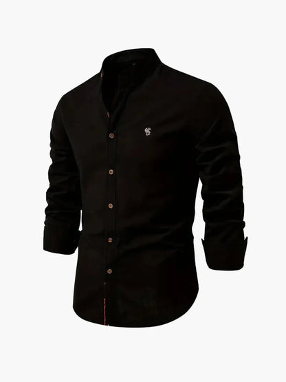 Herreskjorte med mao-krave og lange ærmer, elegant casual businessstil