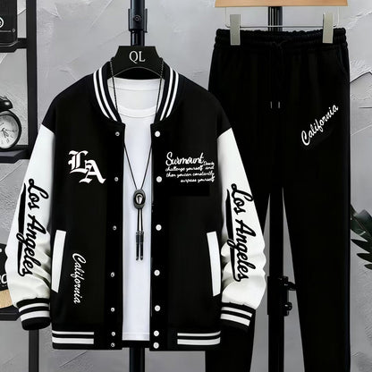 Ensemble Homme Veste Teddy Baseball et Pantalon de Jogging Sport