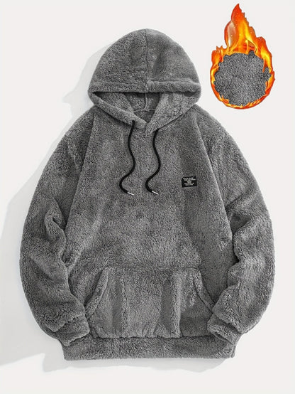Sweat à Capuche Molletonné Chaud avec Cordon de Serrage et Poche Kangourou