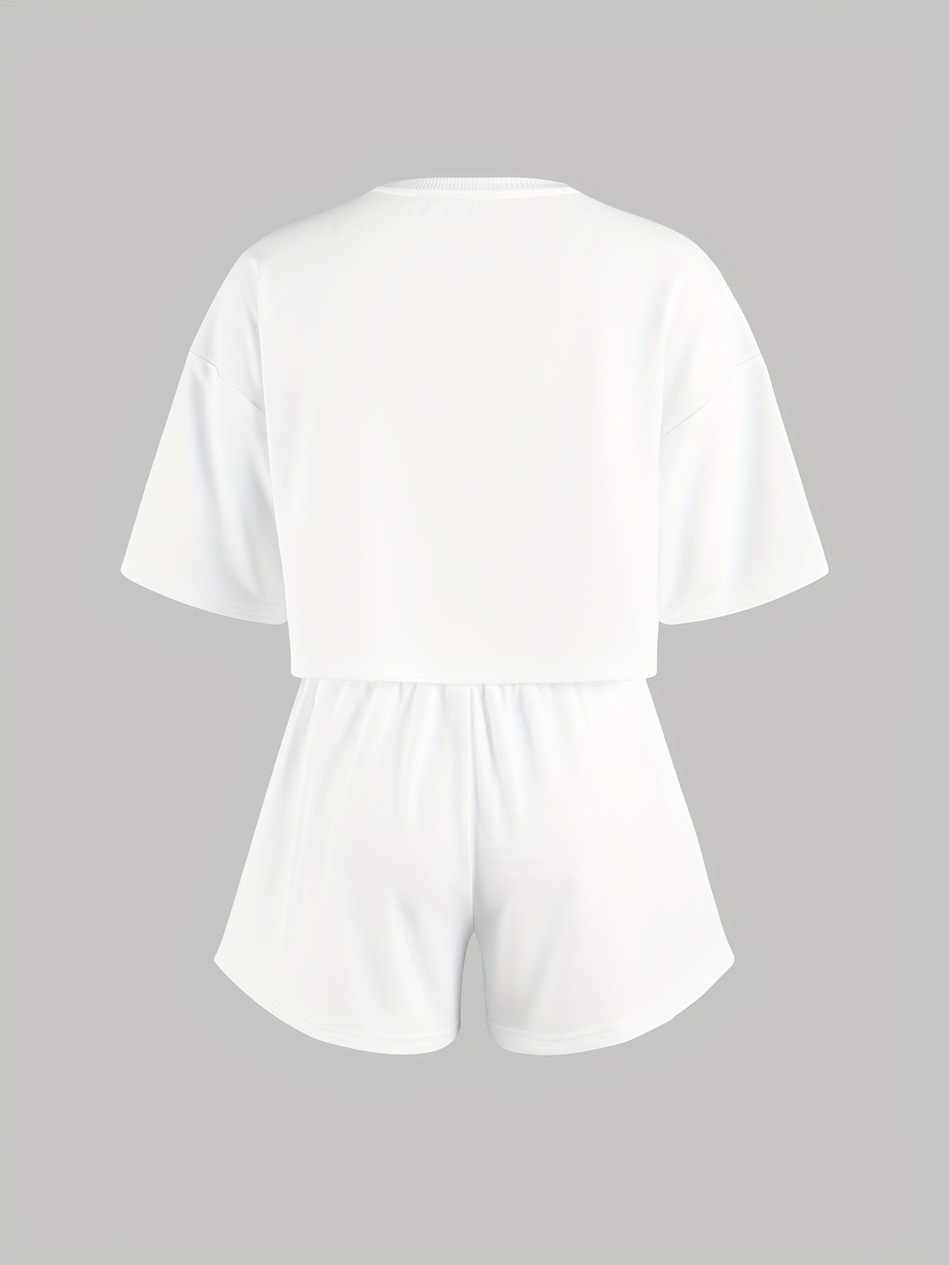 Pyjama d'intérieur décontracté pour femme avec imprimé cœurs bleus – Ensemble short et t-shirt, style cosy pour la maison