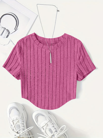 T-shirt Femme Style Décontracté à Manches Courtes Col Rond – Idéal pour l'Été et les Loisirs