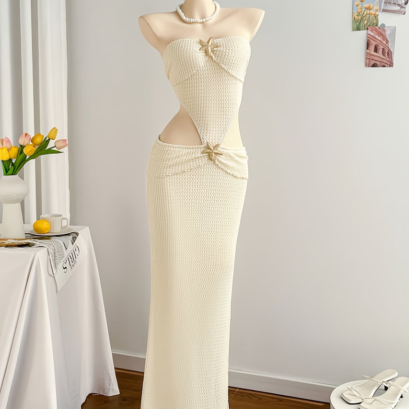 Vestido largo de noche para mujer estilo vacaciones chic con bustier recortado elegante