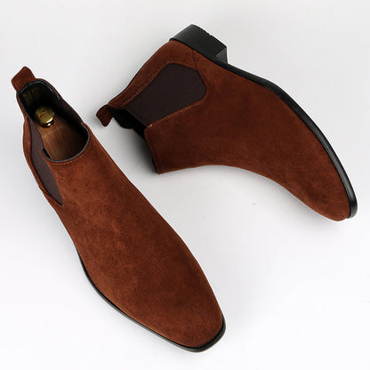 Bottes Chelsea pour homme en tissu aspect daim noir à bout pointu
