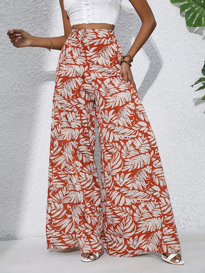 Pantalón ancho para mujer estilo tropical casual para playa y verano